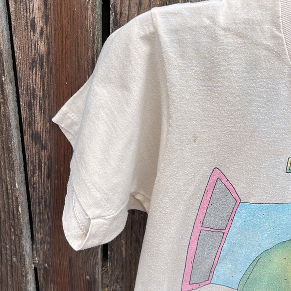 80s Genesis Duke T-shirt Single Stitch Tan M Band Tee Shirt Flawed Koechlin VTG - Picture 11 of 15